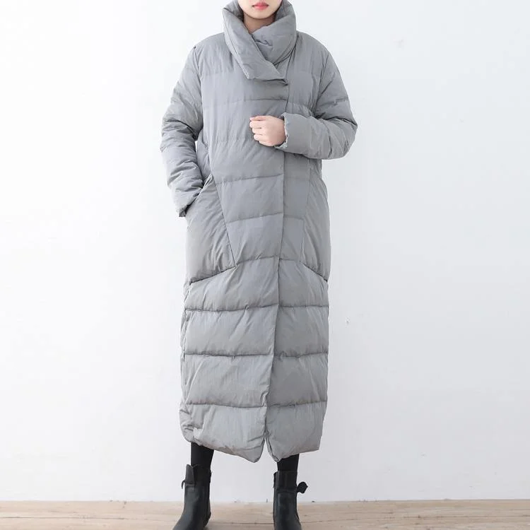 Warm Gray Parka Trendy Plus Size Large Lapel Quilted Coat Thick Big Pockets Coats