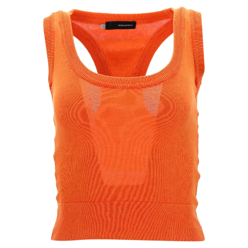 Dsquared2 Cropped Tank Top in Orange Cotton