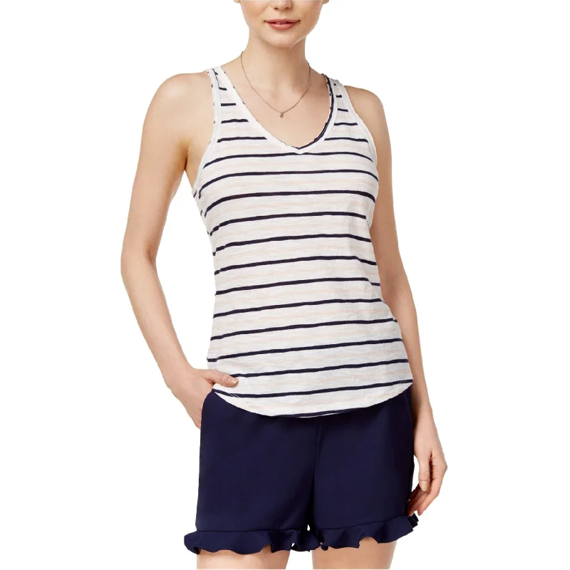 maison Jules Womens Striped Tank Top, Off-White, X-Large