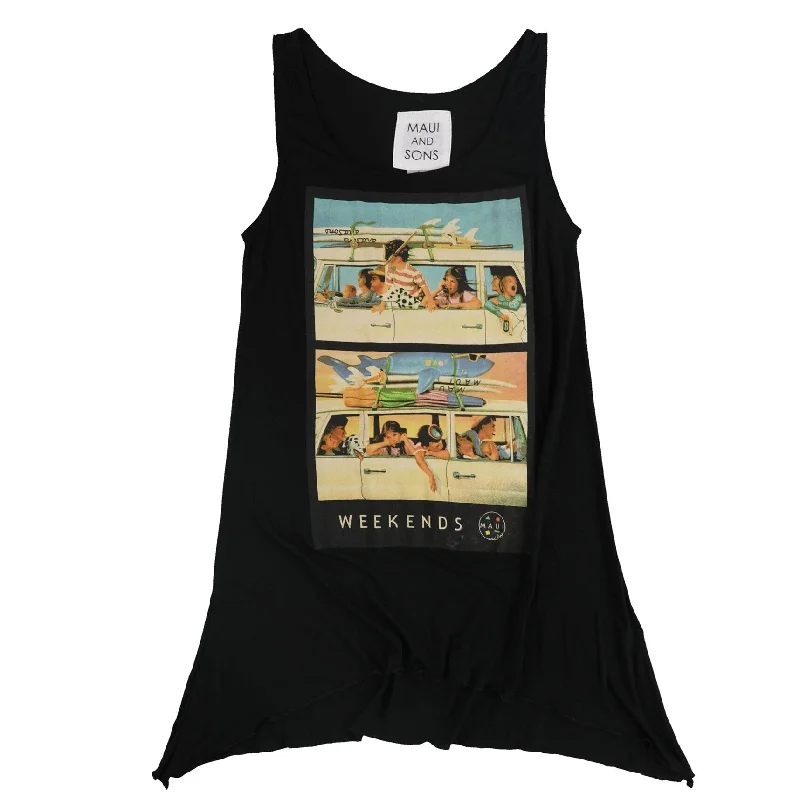 Maui & Sons Womens Weekends Tank Top, Black, Small