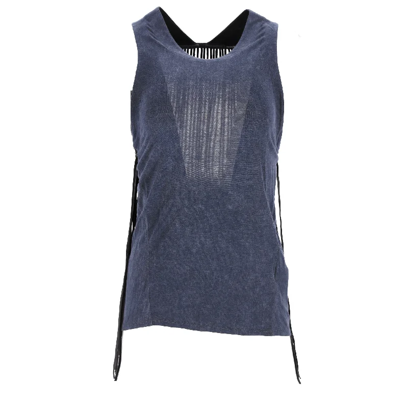 Theyskens' Theory Denim Fringe Detail Tank Top in Blue Cotton