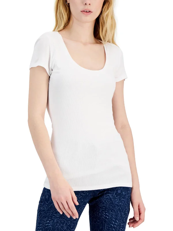 Womens Scoop Neck Short Sleeve Pullover Top