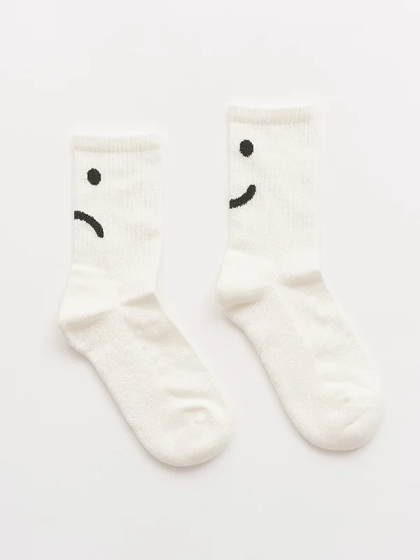 Happy Sad White Socks