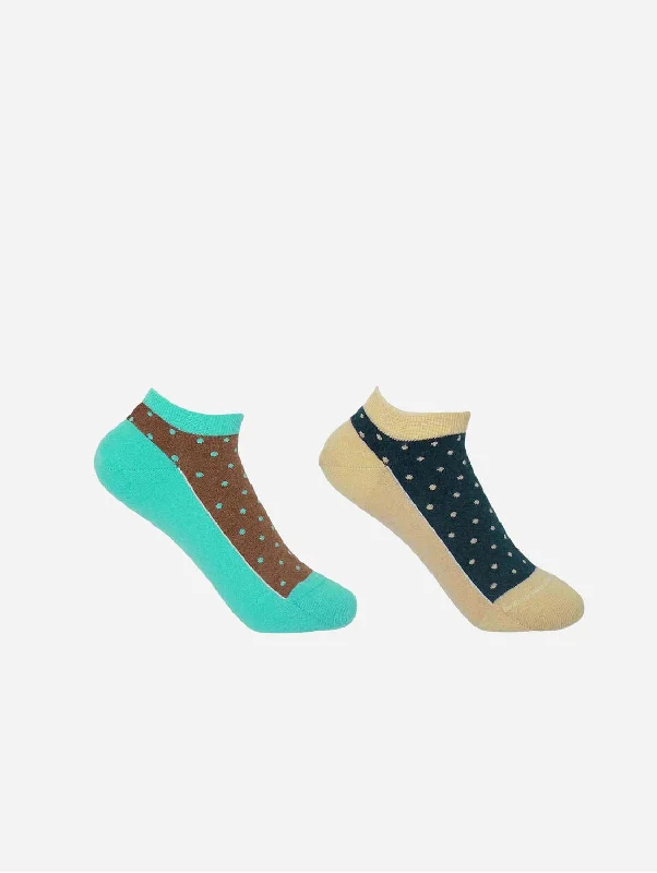 Polka Women's Organic Trainer Socks Bundle - Ocean & Beige