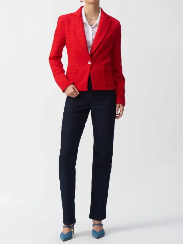 Bouclé Fitted Blazer In Radiant Red