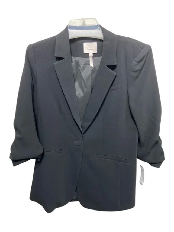 5a7 Cinq a Sept Size 6 Black Triacetate & Polyester Ruched Detail Crepe Jacket