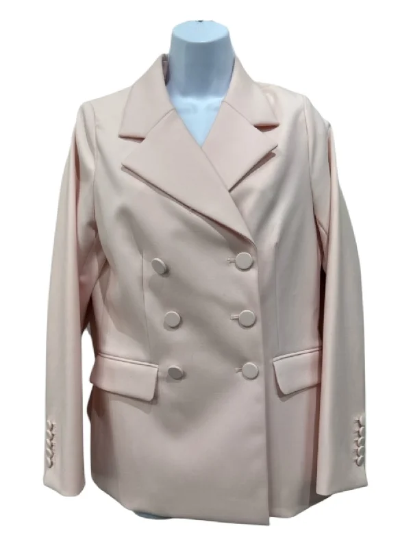 Adam Lippes Size 8 Blush Pink Virgin Wool Blend Double Breast Blazer Jacket