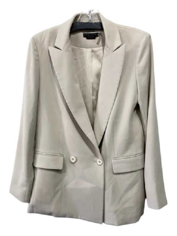 Alice + Olivia Size 2 Beige Polyester Blazer Double Breast Oversize Jacket