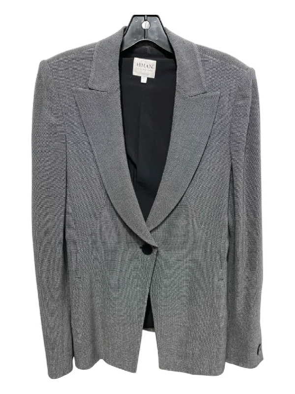 Armani Collezioni Size 6 Gray & Black Missing Material Tag Blazer Darted Jacket