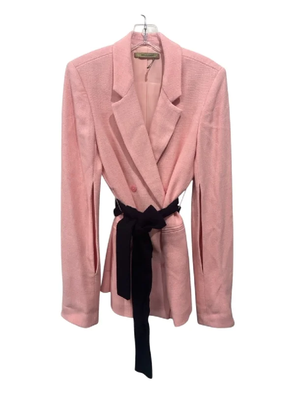 Hellessy Size 8 Pink Viscose Blend Double Breast Sash Blazer Jacket