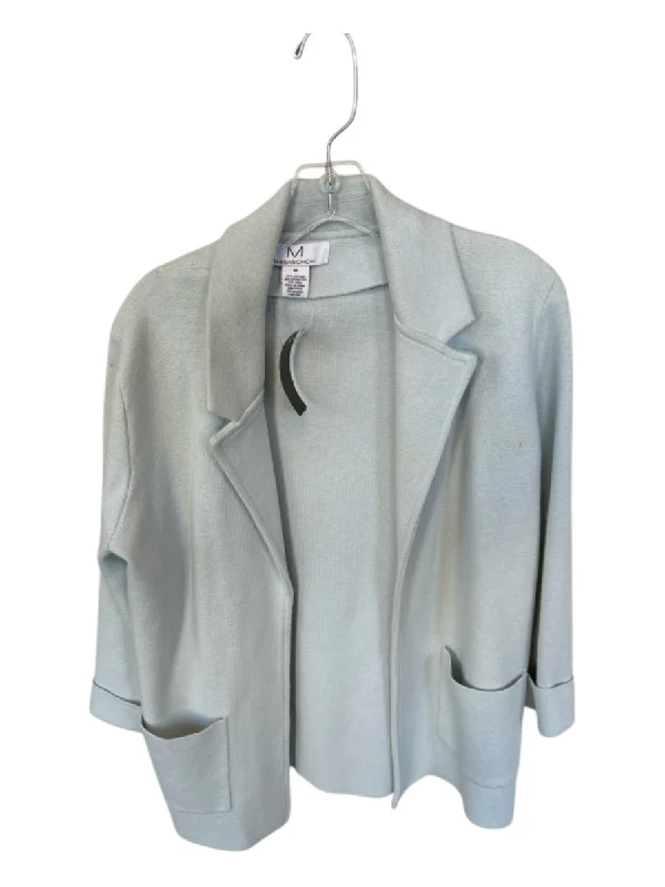 Magaschoni Size Medium Light Blue & Beige Polyester Blend Wool Blend Jacket