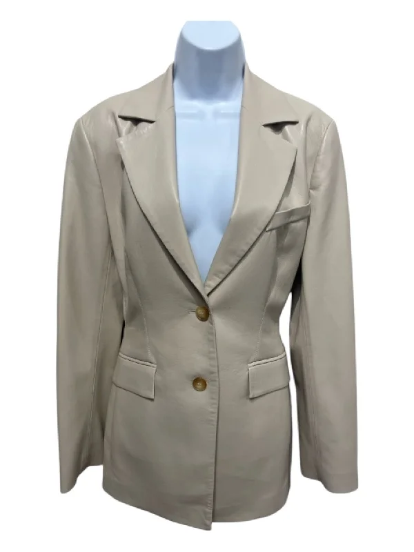 Nanushka Size M Beige Polyester & Polyurethane 2 Buttons Blazer Jacket