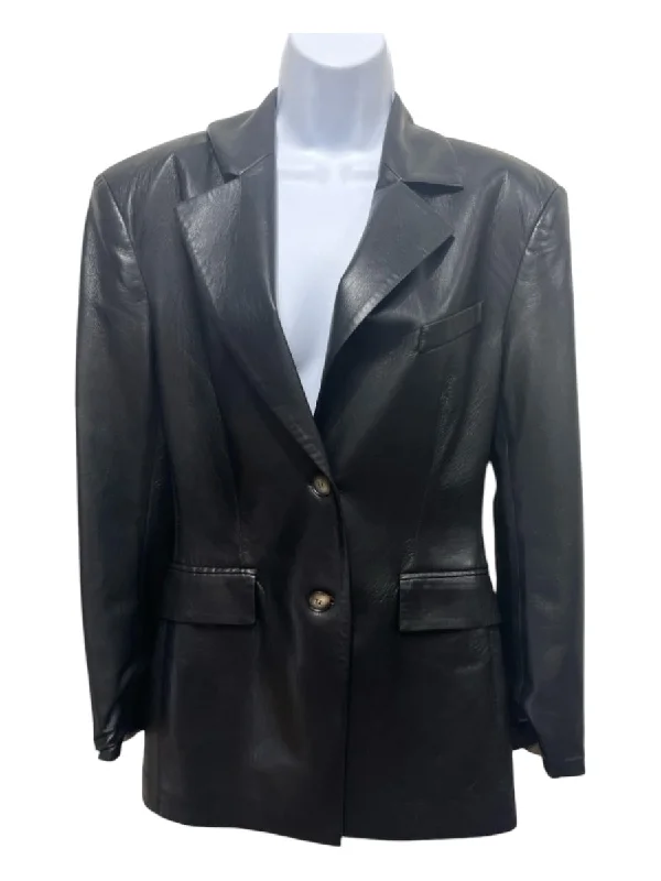 Nanushka Size M Black Polyester & Polyurethane 2 Buttons Blazer Jacket