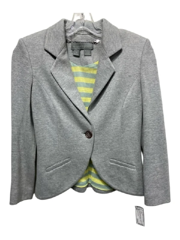 Proenza Schouler Size 6 Gray Cotton Blend Blazer 1 Button Shoulder Pads Jacket