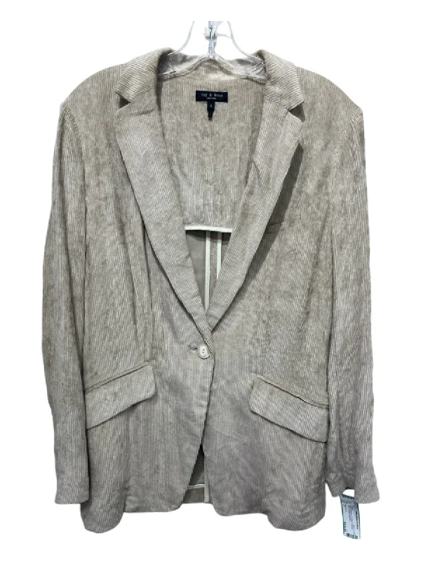 Rag & Bone Size 4 Beige Polyester & Cotton Corduroy 1 Button Blazer Jacket