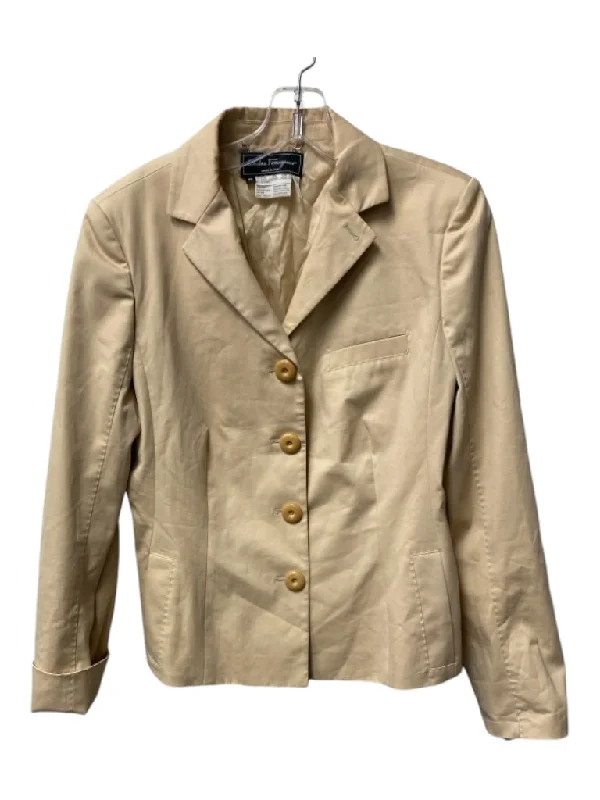 Salvatore Ferragamo Size 46 Beige Cotton Blend Single Breasted Pockets Jacket