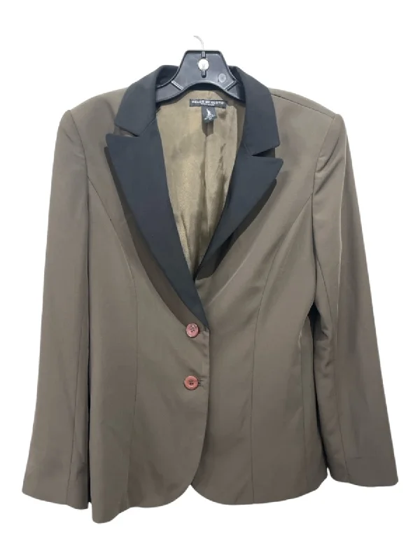 Size M/L Olive Green & Black Missing Fabric Tag 2 Buttons Blazer Jacket