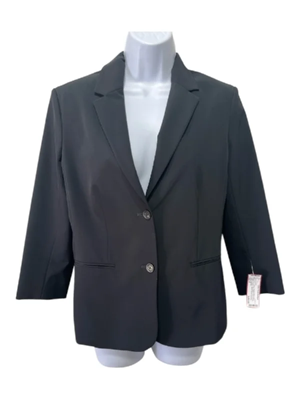 The Row Size 8 Black Polyester Blend Blazer Shoulder Pads Button Front Jacket